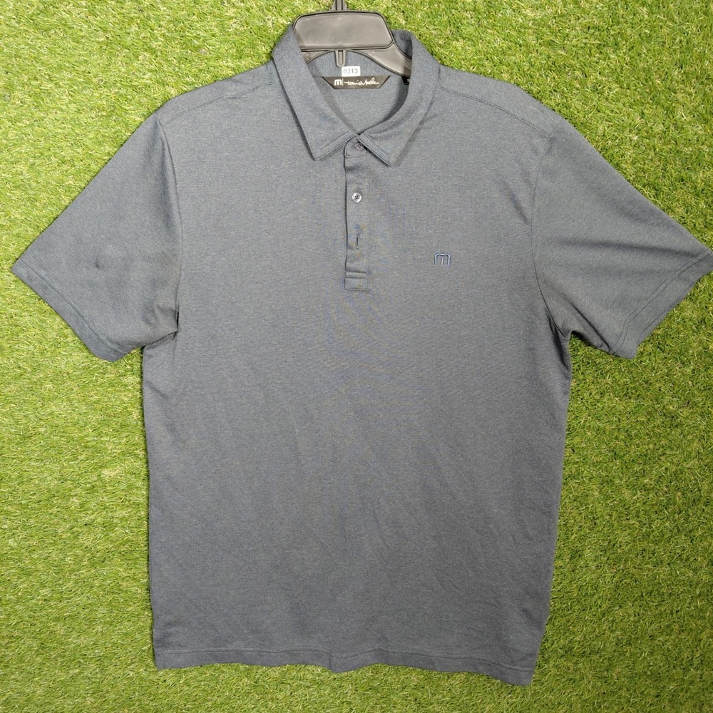 Travis Mathew Mens Polo Shirt Size L Blue Heather Golf Casual
